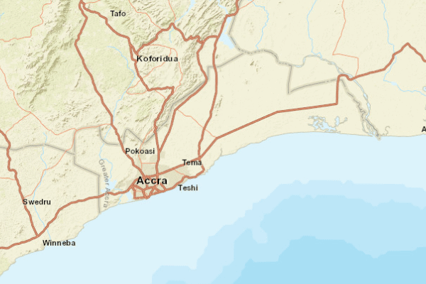 Topographical location of the item 'Soils of Accra Plains' (12)