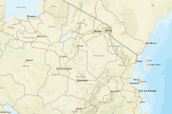 Topographical location of the item 'Land Resources of Northeast Tanzania' (41600)